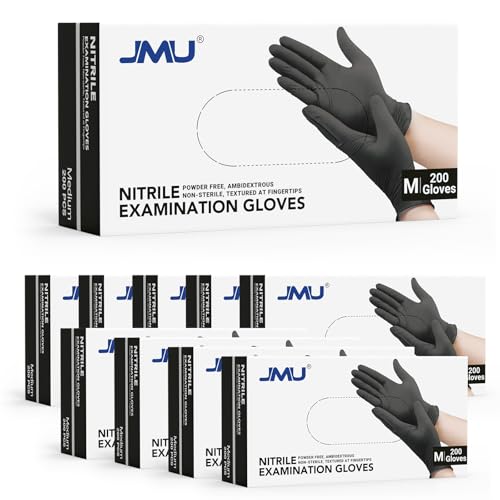 Image of JMU 2000 Black Nitrile Gloves Medium Bulk, 3.5Mil Disposable Gloves | Latex-Free Powder-Free for Medical, Food Prep, Cleaning