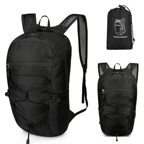 Azarxis 15L Zaino MTB Ultraleggero Zaino Trail Running Zainoetto Pieghevole e Portabile Gilet Running per Uomo Donna Ragazzi (Nero, Taglia unica)