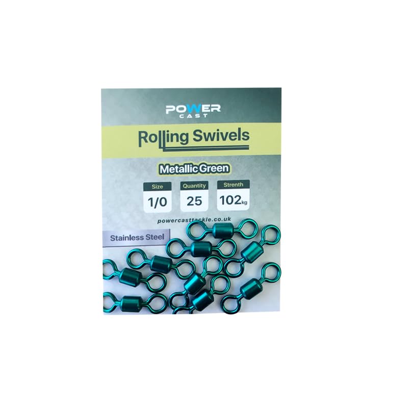 Sea fishing extra strong metallic green power swivels (1/0# Pack of 25)