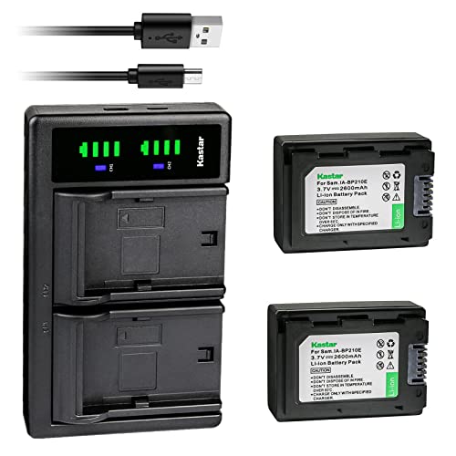 Kastar 2-Pack Ia-Bp210E Battery And Ltd2 Usb Charger Replacement For Samsung Ia-Bp420E, Ia-Bp210E, Ia-Bp210R, Ia-Bp105R, Bp-210E Battery, Samsung Smx-F700, Smx-F40, Hmx-S10, Hmx-H200, Hmx-H405 #TOP15