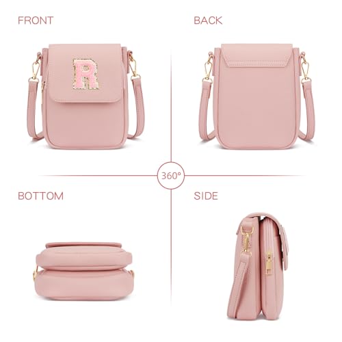 Image of Gift for Girls Small Initial Crossbody Bag for Teens Vegan Leather Cell Phone Kids Purse