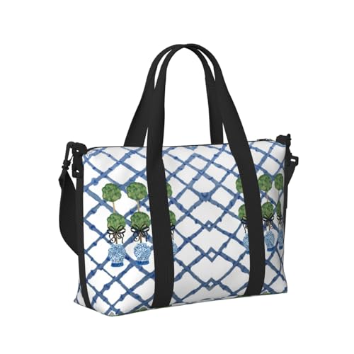 Topiary Chinoiserie Ginger Jar Breathable Travel Tote Bag – Multi-Functional Durable Polyester Overnight Bag With Inner Zipper Pockets For Workout Business Trip2