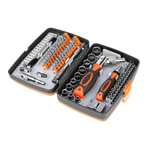 Destornillador EléCtrico Juego De Destornilladores De Trinquete 68 En 1 Con Mango De Trinquete Giratorio, Juego De Brocas Phillips Magnéticas, Herramientas De Reparación Manual PortáTil Y Ligero