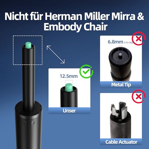 Mastery Mart Gasdruckfeder für Bürostühle, Länge 272mm - 388mm Gasdruckfeder, Gasdruckdämpfer Belastbar bis 450 kg, Bürostuhl Ersatzteile, TÜV, Klasse 4, Universelle Passform (Schwarz, Nicht für 1KEA)