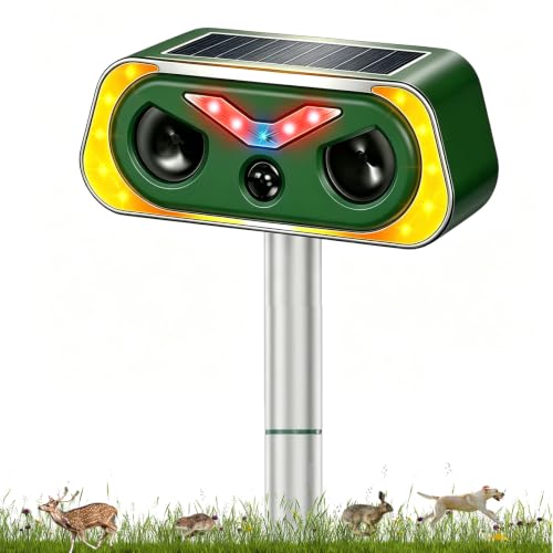 Katzenschreck Ultraschall, Solar Tiervertreiber Katzenvertreiber 2 Modi, Ultraschall Tierabwehr Hundeschreck IP68 Wasserdicht mit LED Bewegungsmelder für Abwehr Katzen Hunden Mardern Wildtiere