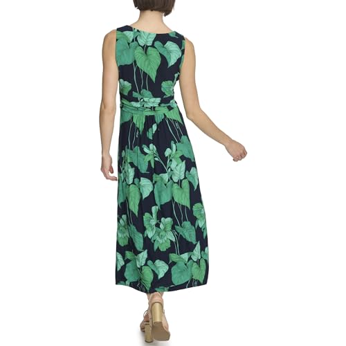 Image of Tommy Hilfiger Women's Sleeveless Surplice Neck Jersey A-Line Midi Dress