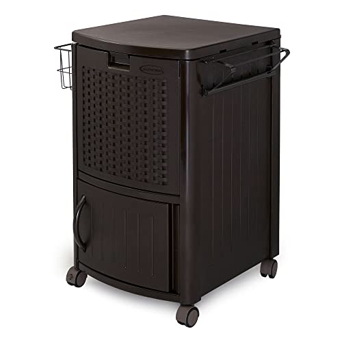 Suncast Resin 77 Quart Wicker-Look Outdoor Patio Cooler with Wheels, Java