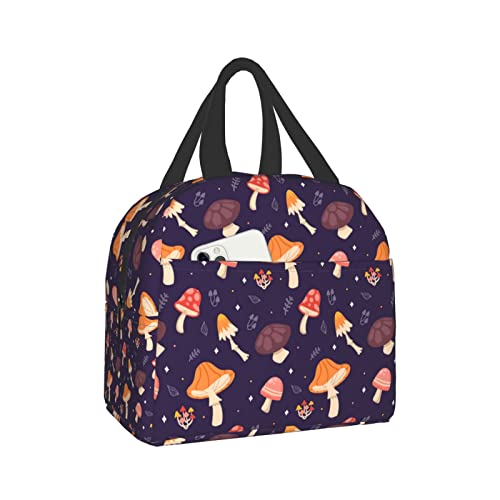 Pubnico Orange And Brown Mushroom Lunch Box , Bento Box Insulated Lunch Boxes Reusable Waterproof Lunch Bag With Front Pocket For Office Picnic Hiking Beach #TOP10