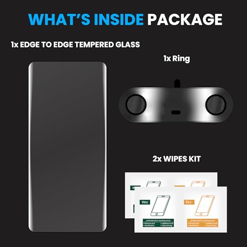 Image of ArmourPro UV Tempered Glass for Tecno Pova Slim 5G with Black Camera Ring Guard Combo, Crystal Clear Screen Protector, Case Friendly, Anti-Scratch, Bubble-Free Installation Kit