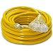 50-ft 10/3 Heavy Duty 3-Outlet Lighted SJTW Indoor/Outdoor Extension Cord by Watt's Wire - Yellow 50' 10-Gauge Grounded 15-Amp Three-Prong Power-Cord (50 foot 10-Awg)