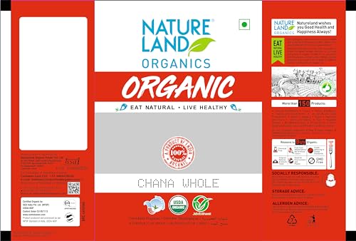 Image of Natureland Organics Chana whole 1 Kg - Organic Healthy Pulses (Pack of 2)