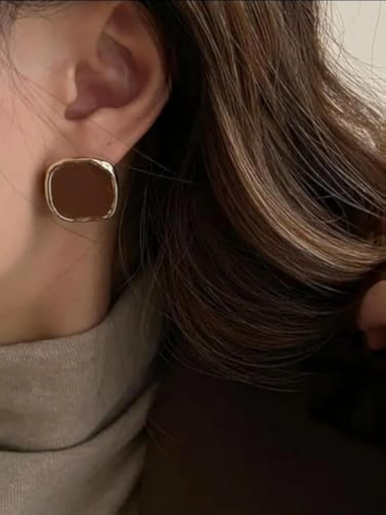 Gold Plated Square Stone Stud Earrings for Women