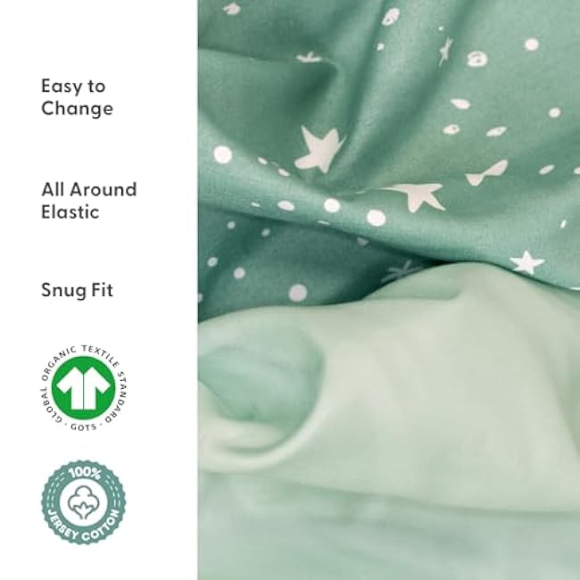 The Peanutshell Baby Bassinet Sheets 4-Pack - Soft, Oval & Fitted Baby Girls or Boys Sheet, Rectangle, Fitted Covers for Crib, Halo Bassinet Mattress - Green Safari