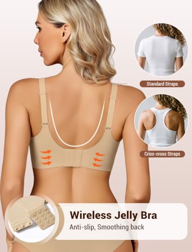 Image of Avidlove Jelly Bras for Women No Underwire Seamless Bralettes Wireless Push Up Scalloped Full Coverage Sports Everyday Bra