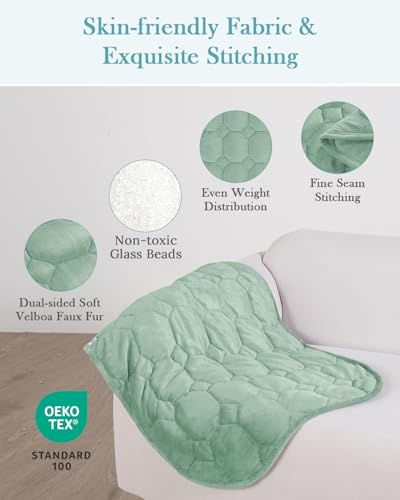 Image of Topblan Weighted Lap Blanket 7lbs for Adults, Small Weighted Blanket Throw for Napping, Relaxation, Calming and Travel, Skin Friendly & Machine Washable for All-Season Sleeping,Sage 24x29 inches