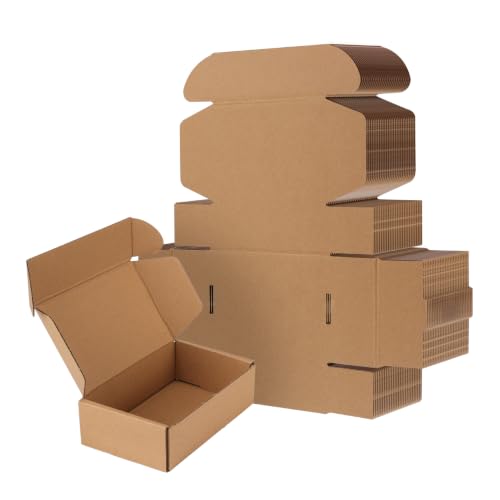 Image of RLAVBL 6x4x2 Inches Shipping Boxes Set of 25, Brown Small Corrugated Cardboard Box, Mailer Boxes for Packing Small Business