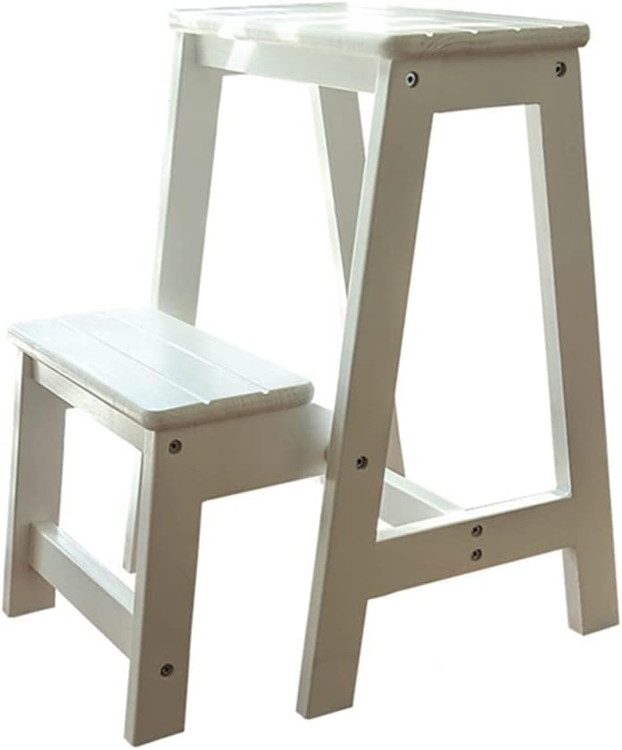 Solid Wood Stepladder Household Ladder Stool Dual-Purpose Indoor Thickened Multifunctional Climbing Step Stool Small Stair Stool (Color 3 2 Steps)