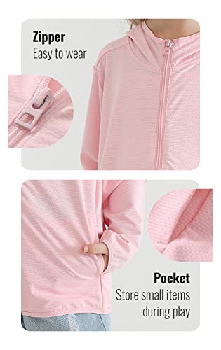 Kids Athletic Hoodie Dry Fit Sun Protection Sweatshirt Thumbholes 3-12Y4