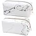 2 Pièces Trousse de Maquillage en Marbre, Trousse à Crayons en Marbre, Sacs à CosmétiquesPportables, Sac de Rangement de Maquillage PU Portable Avec Fermeture à Glissière, pour Femme, Fille(2 Styles)