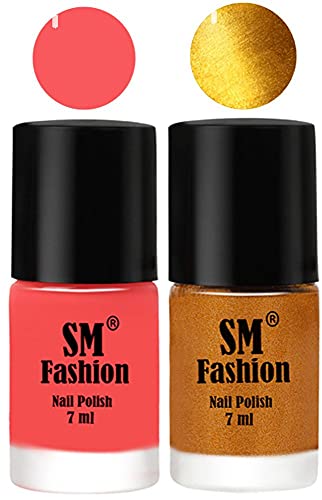 Image of Long Lasting Nail Polish | Nail Paint Combo 7 ml Each) - Set of 2 Light Pink-Golden