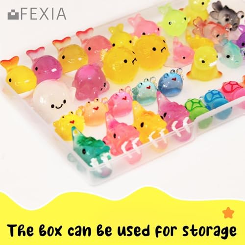 Image of FEXIA 50 Pcs Ocean Mini Resin Animals Tiny Aquariums Decor Glow in The Dark Resin Figures Luminous for Garden Landscape Sea Decor DIY