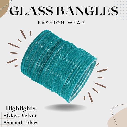 Image of NMII Glass Velvet Bangles Set For Women and Girls | Plain Glass Bangles | Velvet Chudi | Simple Bangles For Women | Stylish Glass Bangles- Set of 24