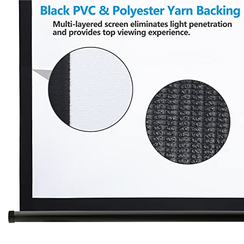Image of 100 inch 16:9 HD Manual Projector Screen with Auto Lock Anti-Crease Home Theater Office Wall Mounted Ceiling Pull Down Projection 1.1 Gain Matte Black, View Size: 87 x 49 inches