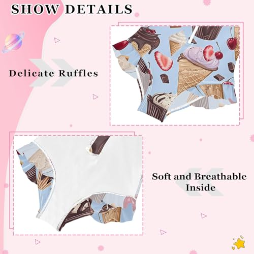 Girls One Piece Swimsuits Long Sleeve Swimsuit Zipper Bathing Suits Chocolate Ice Cream Cherry4