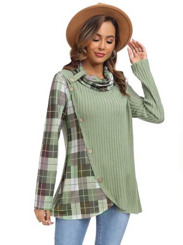 Image of Cestyle Cowl Neck Tunic Sweaters for Women Long Sleeve Casual Pullover