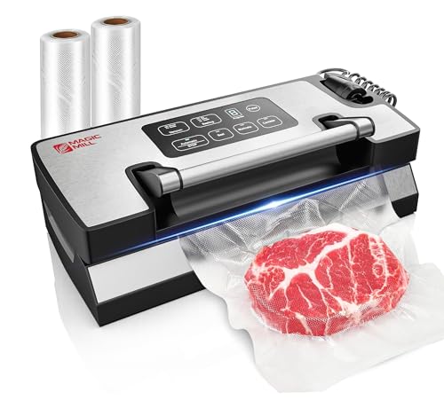 Magic Mill Pro Liquid Vacuum Sealer Machine, New Patent Technology for Liquid, Dry, Moist Food, Upgraded Handle Lock, 90Kpa Bag Storage, Built-in Cutter, Removable Drip Tray, Double Seal for Freshness
