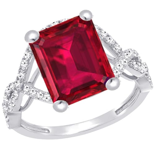 6 Carat Emerald LAB GROWN Ruby and LAB GROWN Diamond Engagement Ring (5.5ct Center, AAAA Heirloom Quality) RISV10W3AM Platinum