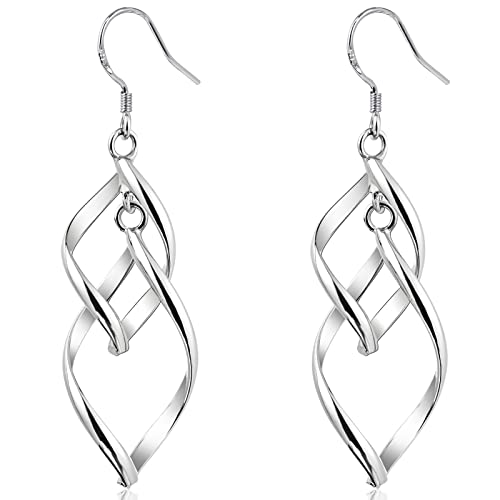 925 Sterling Silver Dangle Earrings Elegant Double Hoops Earrings Handmade Hypoallergenic Infinity Earrings for Women Trendy
