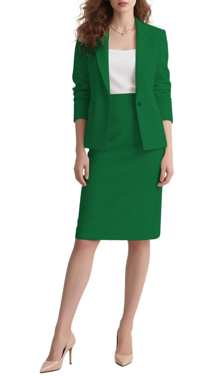 Womens Business Skirt Suit Set 2 Piece Slim Fit Office Formal Dress Suit Blazer and Pencil Skirt