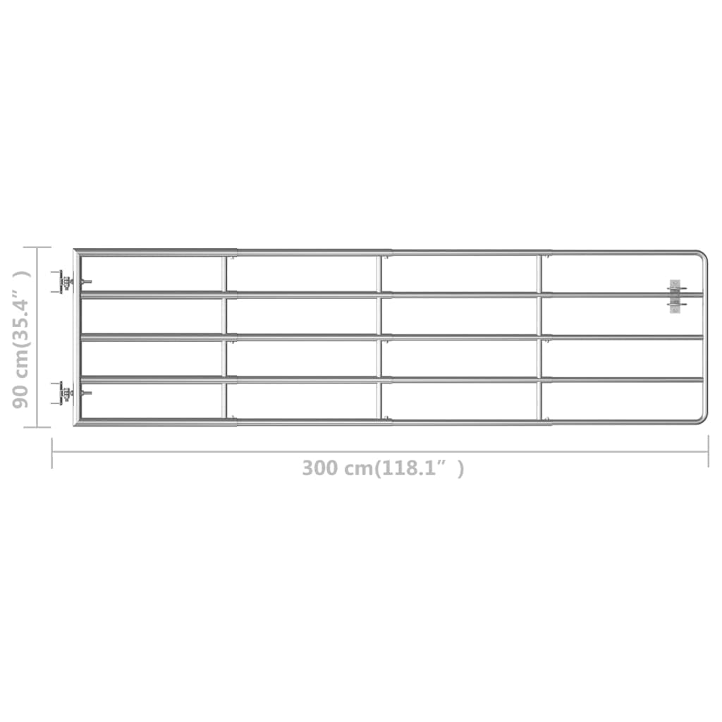 Genérico Cancela de 5 Barras para Campo Acero Plateado (115-300) x90 cm,Bricolaje,Vallas de jardín,Puertas de jardín-145986