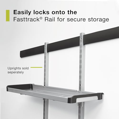 Image of Rubbermaid FastTrack Rail Large Shelf Organization System, Holds up to 50 Pounds, Ideal for Cleaning Products /Garden Supplies /Laundry Products