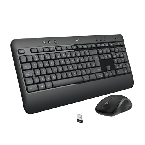 Logitech MK540 Advanced Wireless Keyboard and Mouse Combo for Windows, 2.4 GHz Unifying USB-Receiver, Multimedia Hotkeys, 3-Year Battery Life, for PC, Laptop, QWERTY UK English Layout – Black