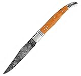  Laguiole 5842 10cm Closed ArtisanTeak & Brass Handle, Camping Messer,Jagdmesser Damaststahl Messer, Fischmesser,Taschenmesser