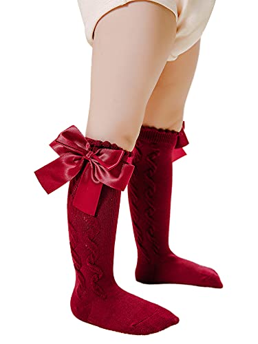 Baby Girls Knee High Socks Bow Long Stockings Infants Toddlers Ruffled Socks2
