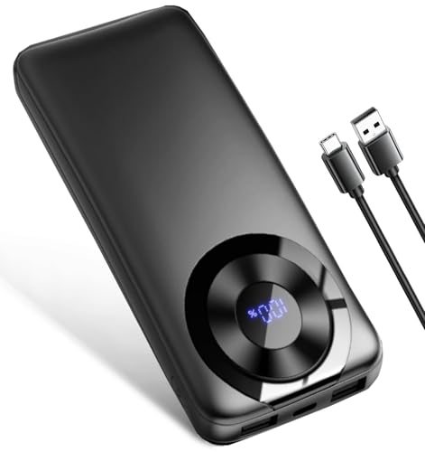 Power Bank, 10000mAh PowerBank Ricarica Rapida con Ingresso e Uscita USB-C Batteria Esterna, Caricatore Portatile Display LED per iPhone 15/14/13/12/Pro/Pro Max, Nero