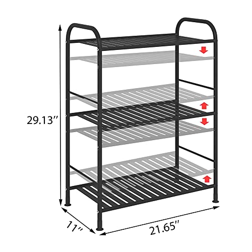 Jsb 3-Tier Adjustable Shelving Unit, Heavy Duty Storage Rack Organizer Metal Corner Shelf For Kitchen Living Room Laundry Pantry Bathroom (Black, 3 Tier)… #TOP2