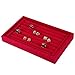 Ring Display Tray, Ring Display Box, Samt Slot Unbedeckt Schmuck Tablett Plüsch Weich und Glänzend Schmuckschatulle Schmuck Anzeige Teller für Ringe Ohrringe (Rot)