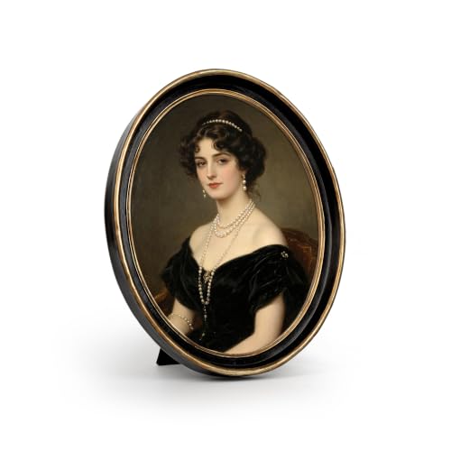 AELS 8x10 Inch Vintage Picture Frame Elegant Antique Photo Frames with Glass Front Photo Display Tabletop Wall Hanging Gift Ideas Black Oval with Gold Trim