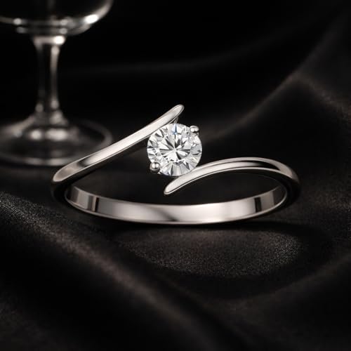 Image of ZORRY Silver CZ Open Ring for Women | Minimalist Adjustable Stainless Steel Ring | Waterproof Anti-Tarnish Hypoallergenic Statement Jewelry