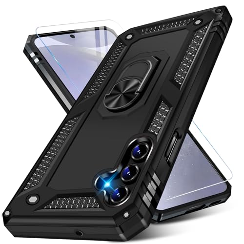 Image of for Samsung Galaxy S24 Case with Screen Protector, Military Grade Rugged Armor Shockproof Heavy Duty Galaxy S24 5G Protective Cover for Samsung S24 5G Magnetic Ring Kickstand Phone Case (Black)