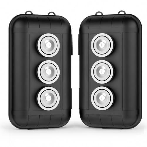 Image of Magnetic Key Box, Hide a Key Magnetic Car Waterproof Key Case for Outside Travel, Hide a Key Box for Cars, SUV, Truck - Black 3 Magnets 2Pack