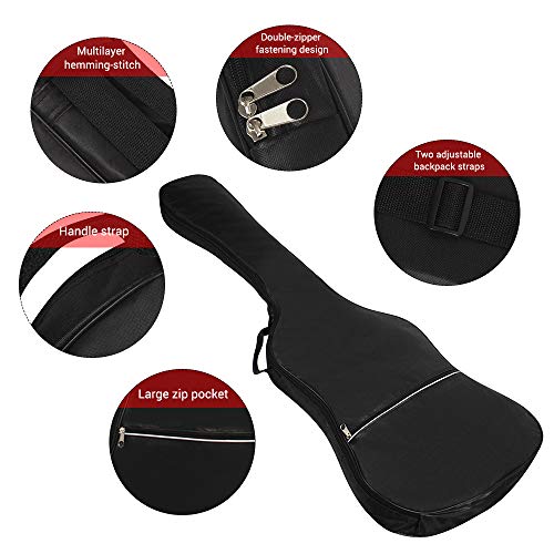 Jethrora Bolsa para baixo elétrico e guitarra mochila 20 mm acolchoada para baixo elétrico e guitarr