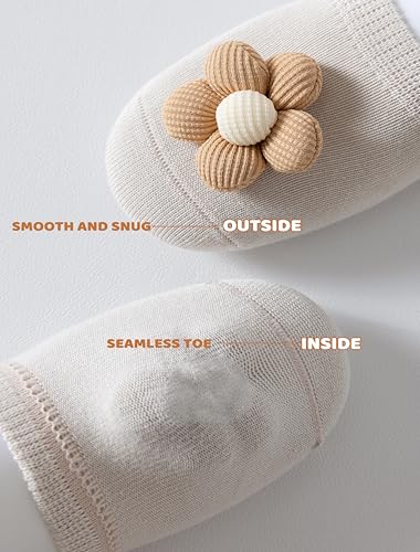 Baby Girl Socks with Non-Slip, Cute Flower Grippy Design Toddler Ankle Socks Gift for Newborn Babies Infants 4 Pairs4