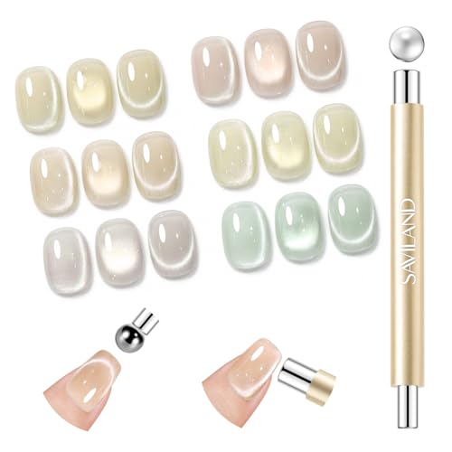 Image of SAVILAND 5X Strong Cat Eye Magnet For Nails: Double Headed Portable Magnet for Cat Eye Gel Polish with Magnetic Beads for Multi Velvet Nails Drop Resistant Salon Level Home DIY