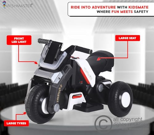 Image of Kids Sports Bike, Ride-On Toy for Ages 2-8 Years, Birthday Gift for Boys and Girls (Royal Baby EV Bike [ 2,3,4 Year Kids], White)