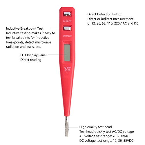 Image of Voltage Meters, Multi-Function Digital Display Voltage Tester, AC /DC Voltage LED Display Board Direct Detection Button, Detector Non- Screwdriver Test Pen